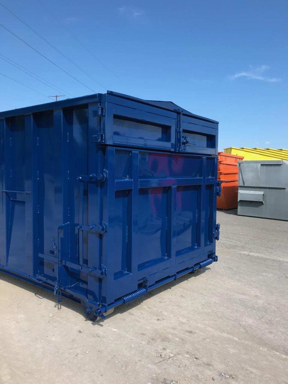 recycling container with roof